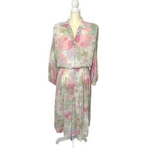 Vintage Willi Of California Semi Sheer Floral Long Sleeve Midi Dress Size 14